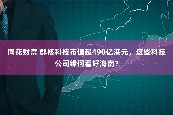 同花财富 群核科技市值超490亿港元，这些科技公司缘何看好海南？